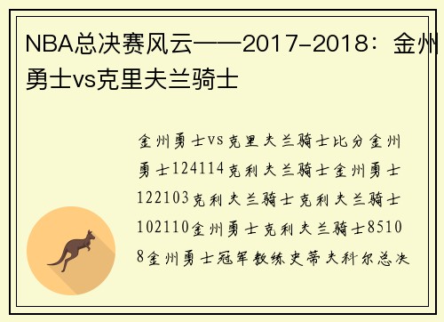NBA总决赛风云——2017-2018：金州勇士vs克里夫兰骑士